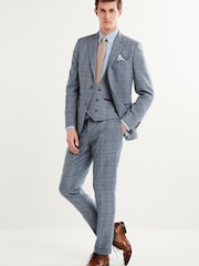 Mid Blue Check Suit Waistcoat - Image 4 of 8
