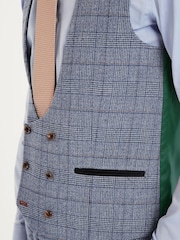 Mid Blue Check Suit Waistcoat - Image 5 of 8