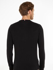 Tommy Hilfiger Black Cotton Blend Jumper With Cashmere - Image 2 of 3