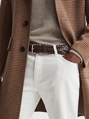 Reiss Chocolate Carlton Woven Leather Belt - Image 3 of 6