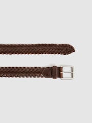 Reiss Chocolate Carlton Woven Leather Belt - Image 5 of 6