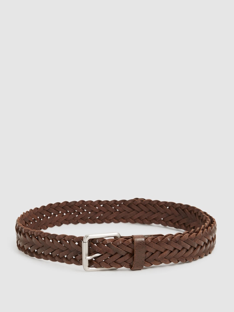 Reiss Chocolate Carlton Woven Leather Belt - Image 6 of 6 Reiss Chocolate Carlton Woven Leather Belt - Image 6 of 6