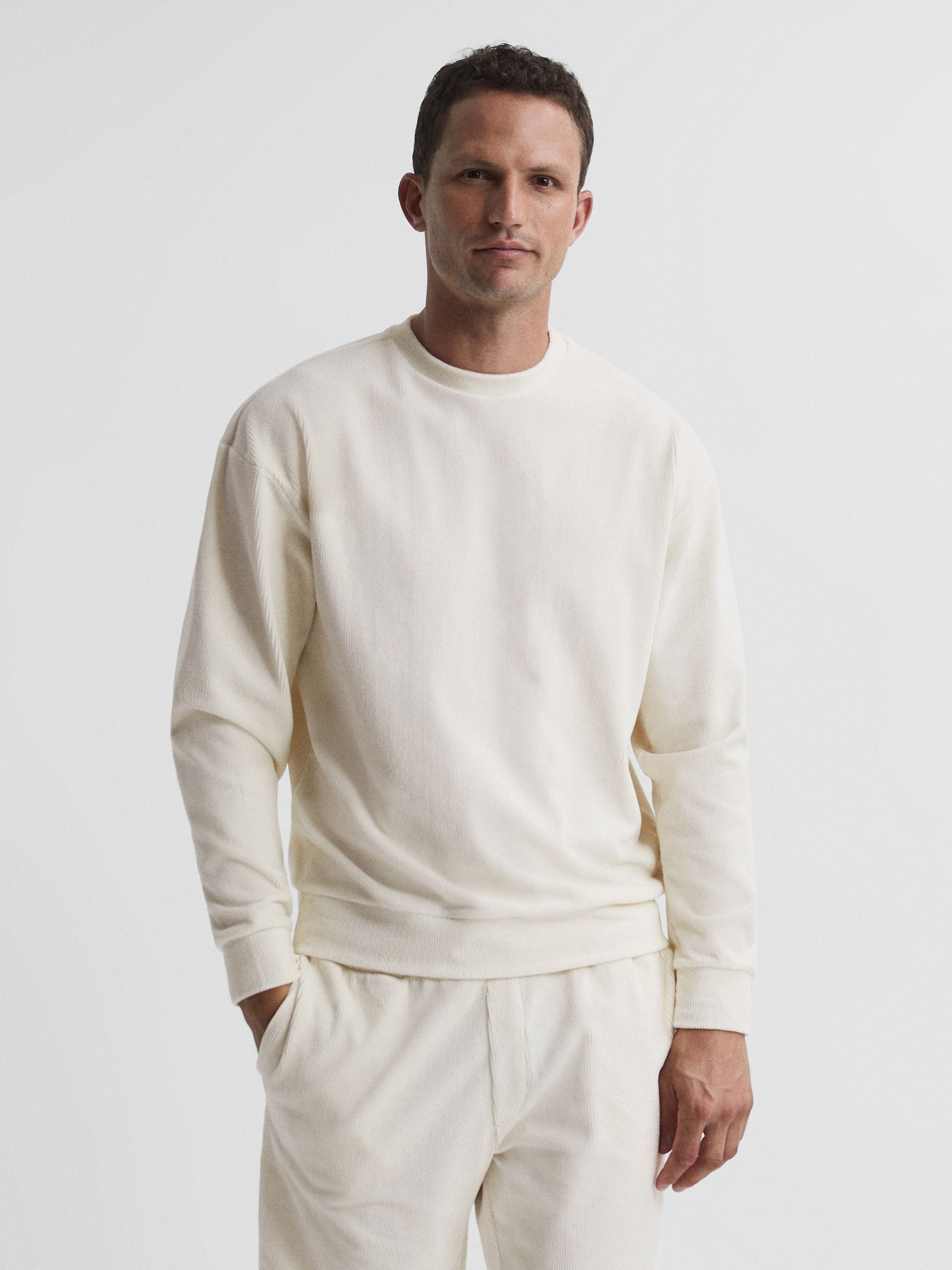 Buy Reiss Off White Axl Jersey Cord Sweatshirt from Next USA
