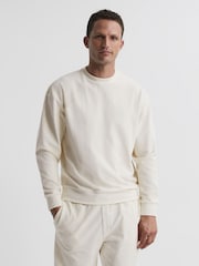 Reiss Off White Axl Jersey Cord Sweatshirt - Image 1 of 6