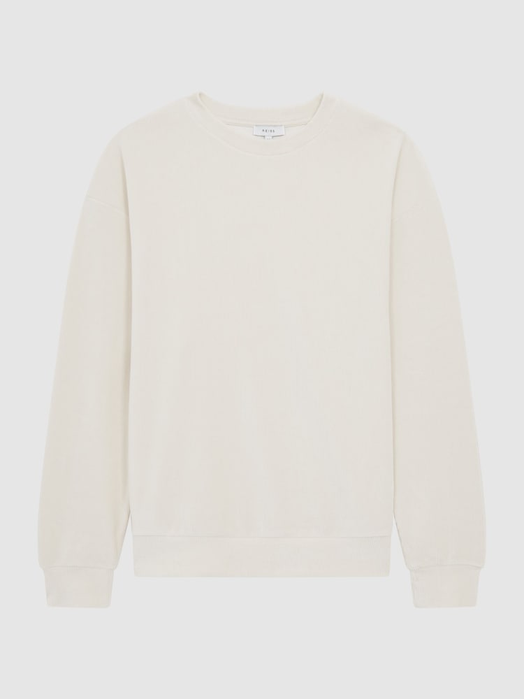 Reiss Off White Axl Jersey Cord Sweatshirt - Image 2 of 6