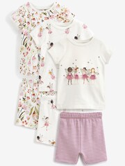 White/Pink Fairy Short Pyjamas 3 Pack (3-16yrs) - Image 1 of 3