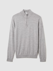 Pehmeä harmaa Mouline - Reiss Blackhall Merinovilla Half-Zip Puolipoolokaulus Neulepusero - Kuva 2 / 5