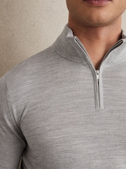 Pehmeä harmaa Mouline - Reiss Blackhall Merinovilla Half-Zip Puolipoolokaulus Neulepusero - Kuva 3 / 5