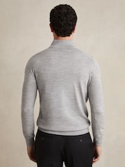 Pehmeä harmaa Mouline - Reiss Blackhall Merinovilla Half-Zip Puolipoolokaulus Neulepusero - Kuva 4 / 5