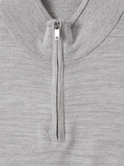 Pehmeä harmaa Mouline - Reiss Blackhall Merinovilla Half-Zip Puolipoolokaulus Neulepusero - Kuva 5 / 5
