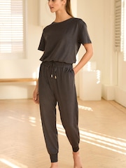Charcoal Grey Next Active Yoga Short Sleeve Jumpsuit - Image 2 of 5