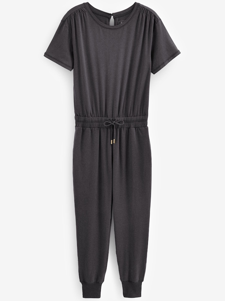Charcoal Grey Next Active Yoga Short Sleeve Jumpsuit - Image 5 of 5
