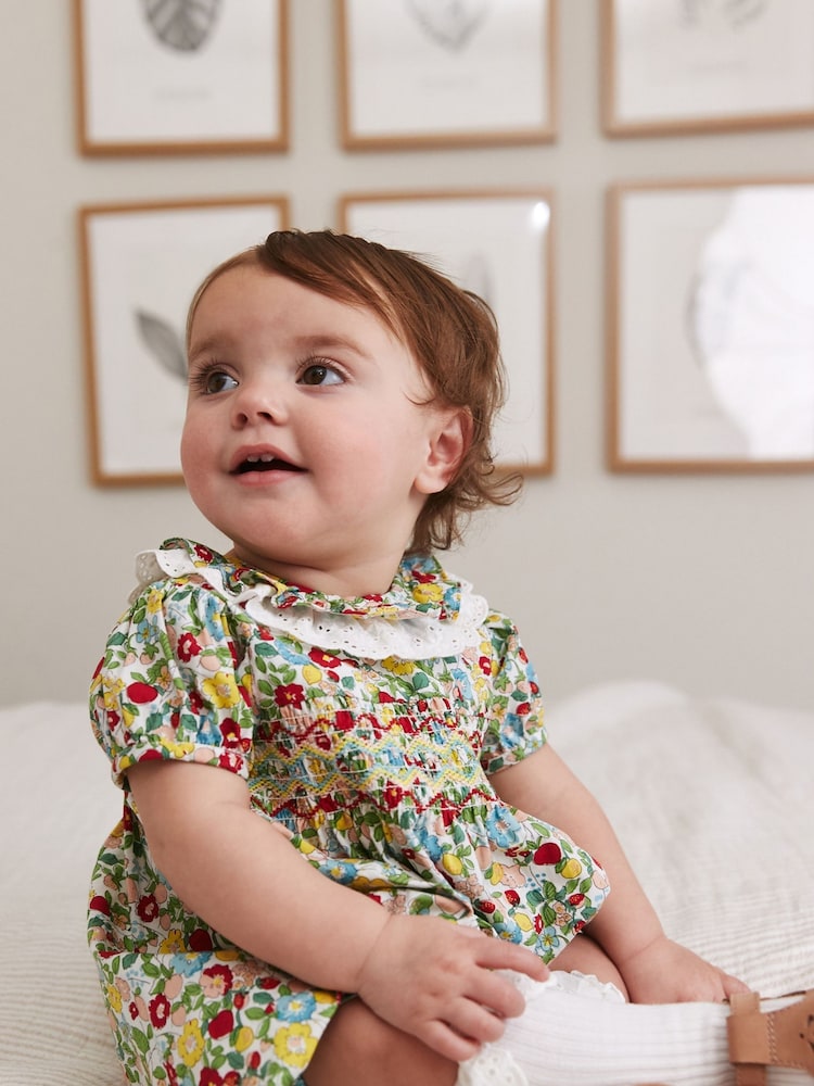 Green Ditsy Floral Baby Playsuit (0mths-2yrs) - Image 1 of 5 Green Ditsy Floral Baby Playsuit (0mths-2yrs) - Image 1 of 5