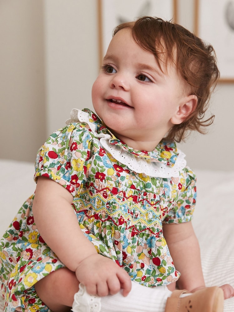 Green Ditsy Floral Baby Playsuit (0mths-2yrs) - Image 2 of 5 Green Ditsy Floral Baby Playsuit (0mths-2yrs) - Image 2 of 5