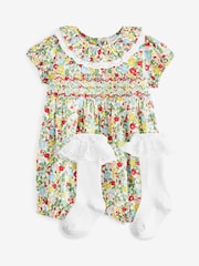 Green Ditsy Floral Baby Playsuit (0mths-2yrs) - Image 3 of 5