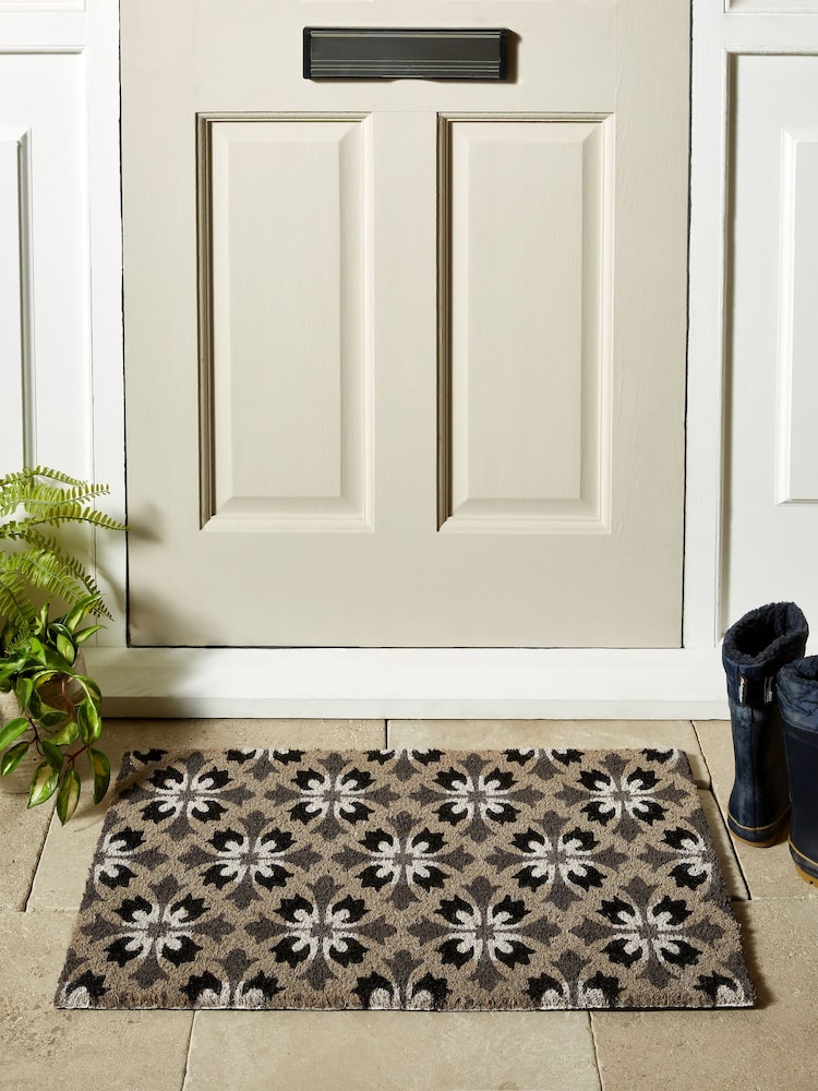 Grey Geometric Tile Doormat - Image 1 of 4