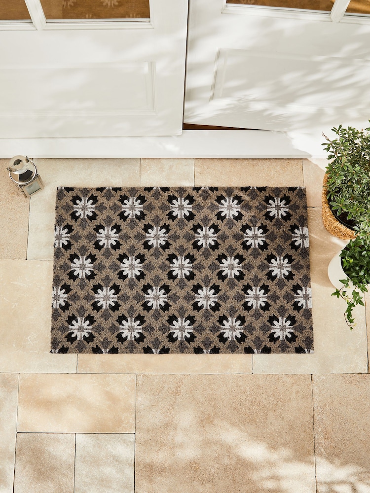 Grey Geometric Tile Doormat - Image 2 of 4