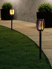 SolarCentre Set of 2 Black TrueFlame Mini Solar Torch Outdoor Lights - Image 1 of 2