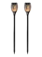 SolarCentre Set of 2 Black TrueFlame Mini Solar Torch Outdoor Lights - Image 2 of 2