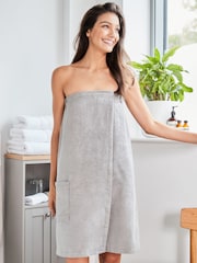 Dove Grey Cosy 100% Cotton Towelling Body Wrap - Image 1 of 4