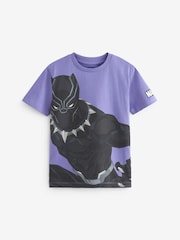 Black Panther Purple Marvel Superhero Short Sleeve T-Shirt (3-16yrs) - Image 1 of 2