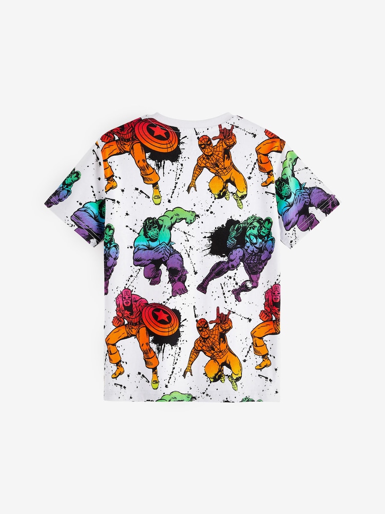 White Rainbow Marvel Avengers Short Sleeve T-Shirt (3-16yrs) - Image 2 of 2
