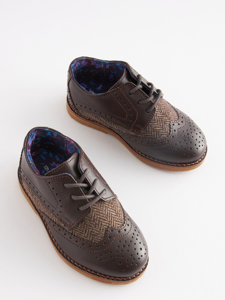 Brown Standard Fit (F) Leather Brogue Shoes - Image 2 of 6
