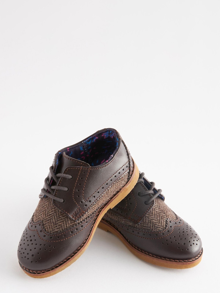 Brown Standard Fit (F) Leather Brogue Shoes - Image 4 of 6