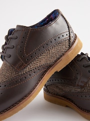 Brown Standard Fit (F) Leather Brogue Shoes - Image 5 of 6