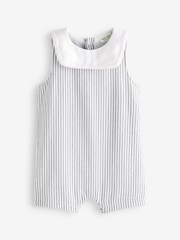 Grey Smart Stripe Bib Baby Playsuit (0mths-3yrs) - Image 1 of 2
