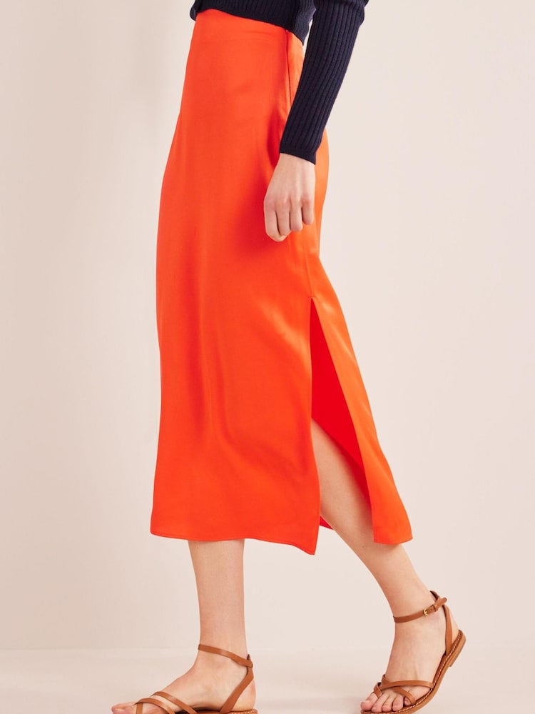 Boden Red Satin Column Skirt - Image 1 of 1 Boden Red Satin Column Skirt - Image 1 of 1