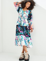 Spliced Floral Long Sleeve Maxi Dress - Image 1 of 4