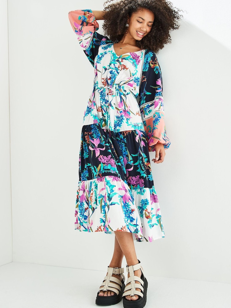 Spliced Floral Long Sleeve Maxi Dress - Image 1 of 4