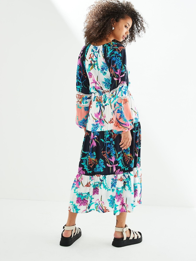 Spliced Floral Long Sleeve Maxi Dress - Image 2 of 4