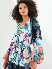 Spliced Floral Long Sleeve Maxi Dress - Image 3 of 4