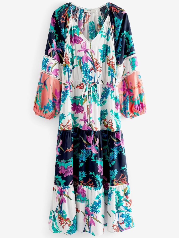 Spliced Floral Long Sleeve Maxi Dress - Image 4 of 4