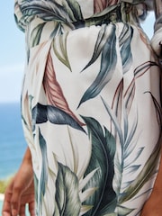 White Floral Elasticated Waist Full Length Wide Leg Trousers - Image 7 of 8