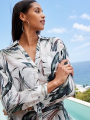 White Floral Cotton Beach Shirt - Image 3 of 5