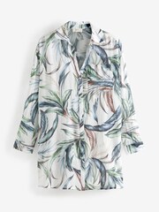 White Floral Cotton Beach Shirt - Image 5 of 5