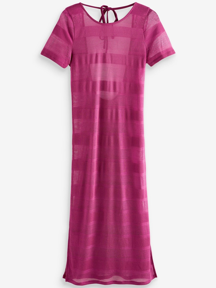 Pink - Häkel-Kaftan in Midilänge - Bild 5 von 5
