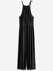Black Halterneck Plissé Jumpsuit - Image 6 of 6