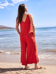 Red Rust 100% Cotton Jersey Jumpsuit - Image 2 of 5