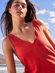 Red Rust 100% Cotton Jersey Jumpsuit - Image 3 of 5
