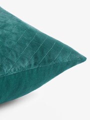 Teal Blue Velvet Quilted Hamilton 50 x 50 Cushion - Image 2 of 4