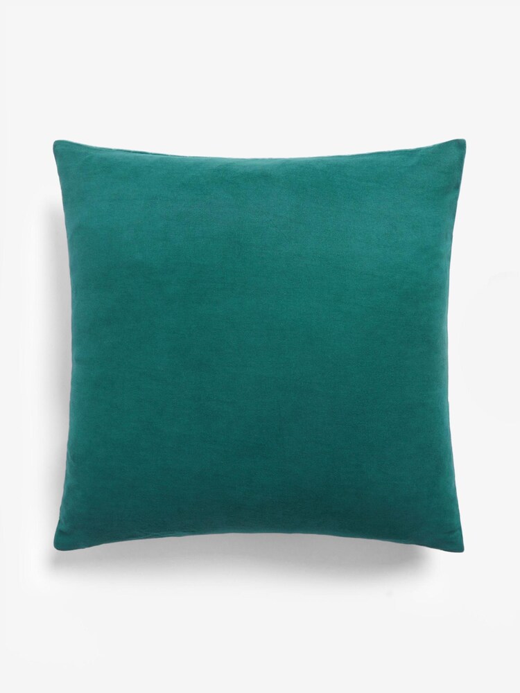 Teal Blue Velvet Quilted Hamilton 50 x 50 Cushion - Image 4 of 4