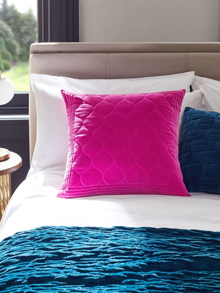 Fuchsia Pink 50 x 50cm Velvet Ogee Cushion - Image 1 of 7