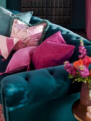 Fuchsia Pink 50 x 50cm Velvet Ogee Cushion - Image 2 of 7