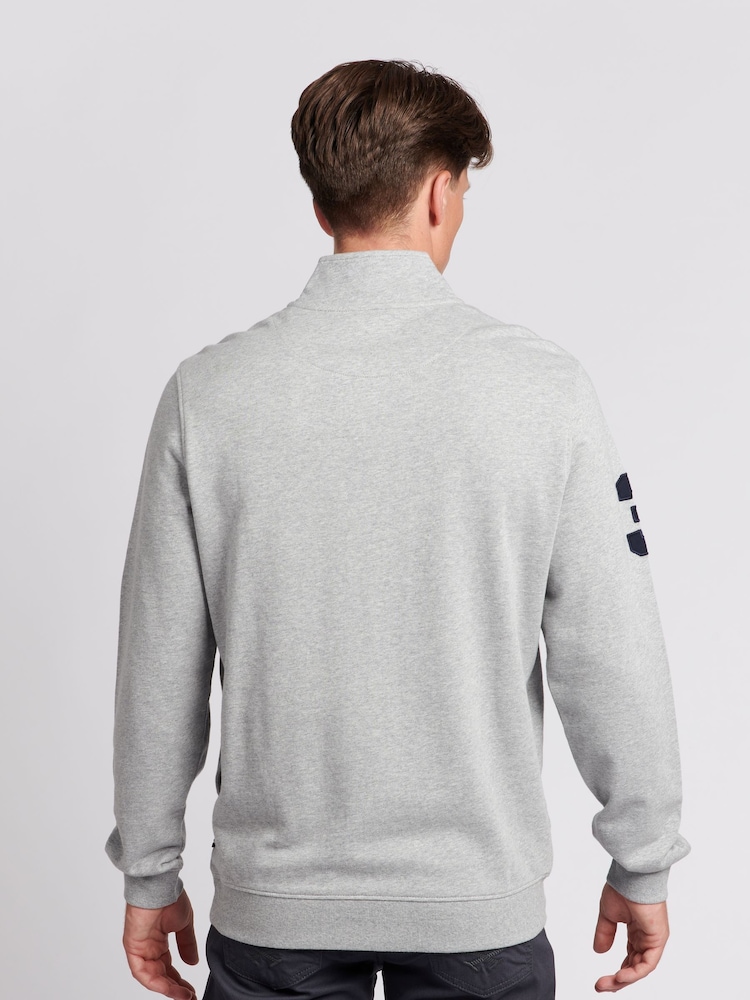 U.S. Polo Assn. Grey Mens Basic Quarter Zip Funnel 100% Cotton Sweatshirt - Image 2 of 4