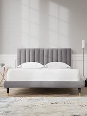 Swoon Easy Velvet Silver Grey Porlock Bed - Image 1 of 7