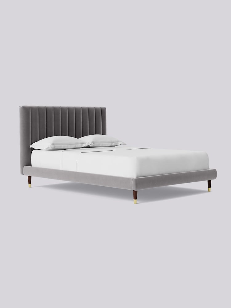 Swoon Easy Velvet Silver Grey Porlock Bed - Image 2 of 7